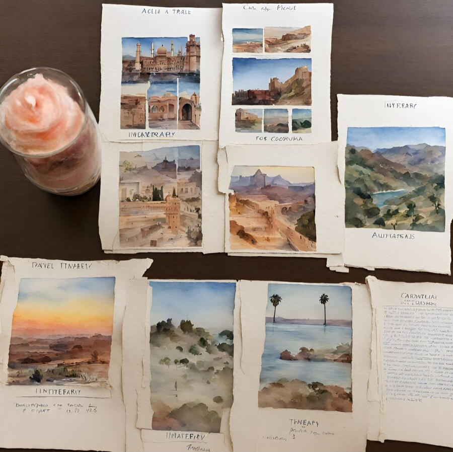 photo of itineraries with pictures of various locations